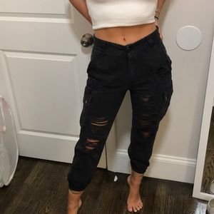 LF carmar black distressed cargo pants
